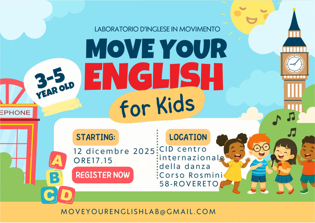 Locandina Move Your English for Kids, edizione dicembre 2025